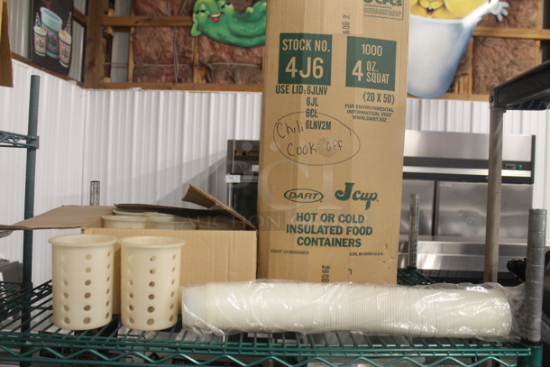 ALL ONE MONEY! Tier Lot of Various Items Including Disposable Cups and Poly Silverware Bins - Image 1 of 5