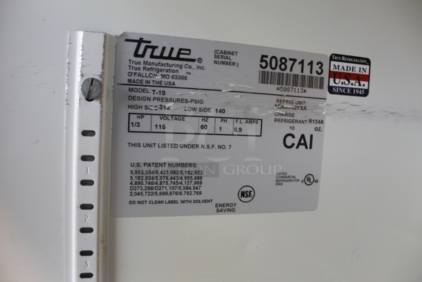 True T-19 Stainless Steel Commercial Single Door Reach In Cooler w/ Poly Coated Racks on Commercial Casters. 115 Volts, 1 Phase. Tested and Powers On But Does Not Get Cold - Image 8 of 8