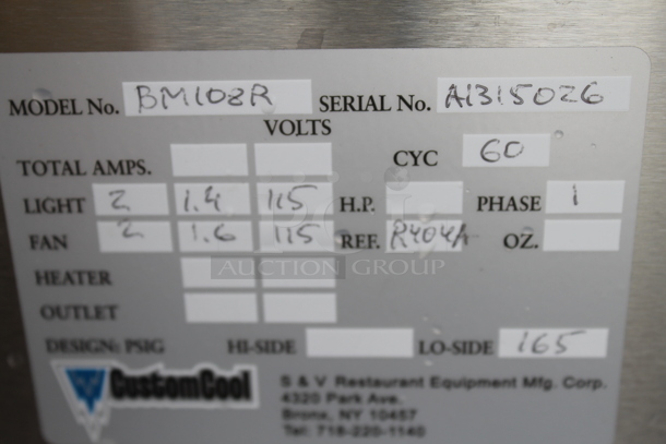 BRAND NEW SCRATCH AND DENT! CustomCool BM108R Stainless Steel Commercial Sandwich Salad Prep Table Bain Marie. Does Not Come w/ Remote Compressor.  - Image 9 of 9