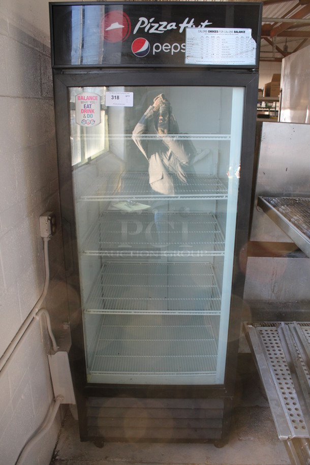 Beverage Air Model MT27 Metal Commercial Single Door Reach In Cooler Merchandiser w/ Poly Coated Racks. 115 Volts, 1 Phase. 29x32x81. Tested and Working!