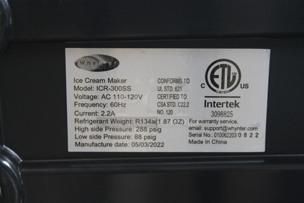 BRAND NEW SCRATCH AND DENT! Whynter ICR-300SS Portable Instant Ice Cream Maker Frozen Pan Roller in Stainless Steel. 115 Volts, 1 Phase. Tested and Working! - Image 5 of 5