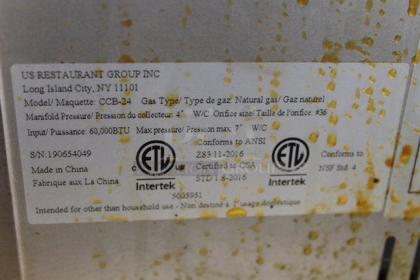 USR Cooking CCB-24 Stainless Steel Commercial Countertop Natural Gas Powered Charbroiler Grill. 60,000 BTU. - Image 8 of 8