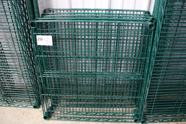 ALL ONE MONEY! Lot of 5 Green Finish Shelves and 4 Green Finish Poles! 24x24x1.5, 75" - Image 1 of 3