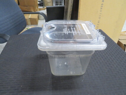 1/6 Size 6 Inch Deep Clear Food Storage Container With Flip Lid. 3XBID