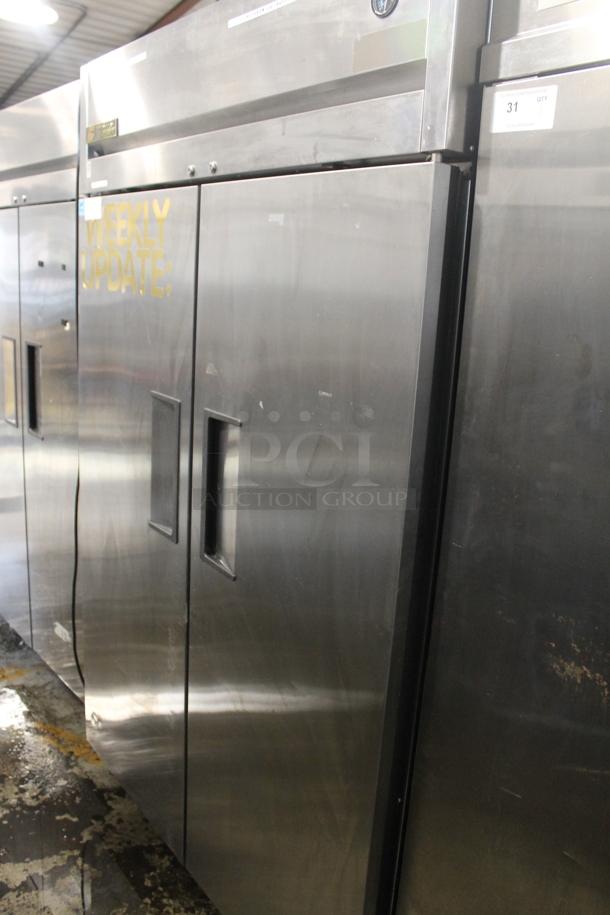 2014 True TG2R-2S Stainless Steel Commercial 2 Door Reach In Cooler w/ Poly Coated Racks on Commercial Casters. 115 Volts, 1 Phase. Tested and Working! - Image 2 of 6