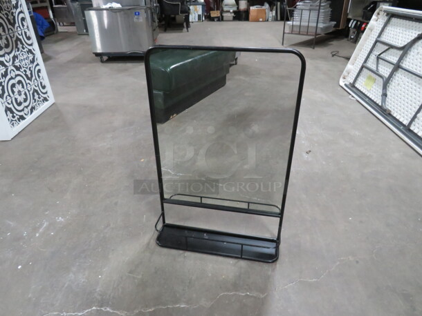 One 20X5X30 Black Metal Mirror Shelf. 
