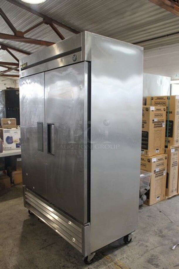 2014 True T-49F ENERGY STAR Stainless Steel Commercial 2 Door Reach In Freezer w/ Poly Coated Racks on Commercial Casters. 115 Volts, 1 Phase. Tested and Working! - Image 2 of 10