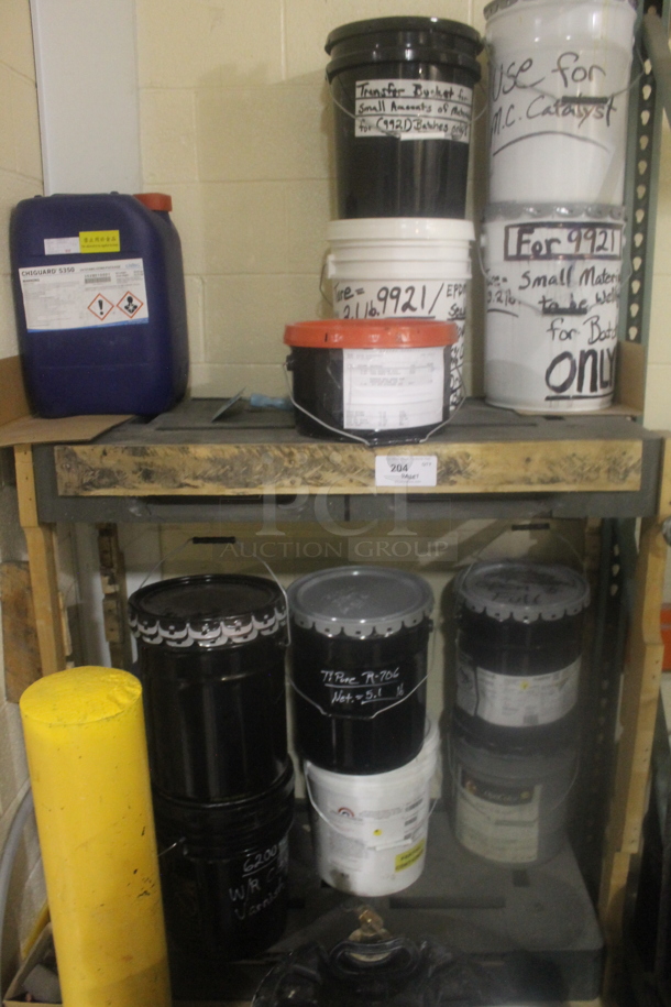 ALL ONE MONEY! TWO TIER PALLET LOT of Buckets of Various Contents Including Chiguard 5350 and Sealant.  BUYER MUST REMOVE. - Image 1 of 12
