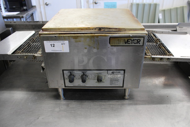 Star Holman Model 214HXA-V02 Stainless Steel Commercial Countertop Electric Powered Conveyor Pizza Oven. 208 Volts, 1 Phase. 47x18x14.5