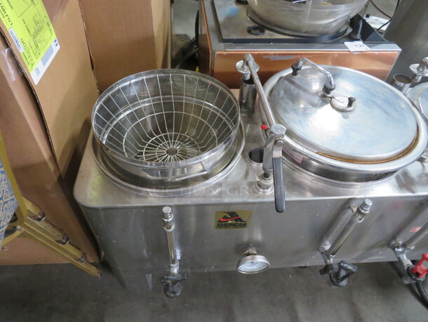 One Stainless Steel American Ware Triple Coffee Brewer Urn. #7303E. 120/240 Volt. 1 Phase. 47X20X29. Missing 1 Lid. - Image 2 of 6