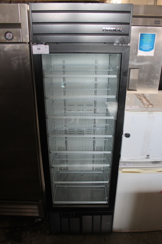 Habco SE18 Metal Commercial Single Door Reach In Cooler Merchandiser w/ Poly Coated Racks. 115 Volts, 1 Phase. Tested and Working!