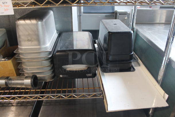ALL ONE MONEY! Lot of 3 Tiers Worth of Various Items Including Poly Cookie Merchandiser, Drop In Bins and Printer. Does Not Include Shelving Unit.  - Image 11 of 11