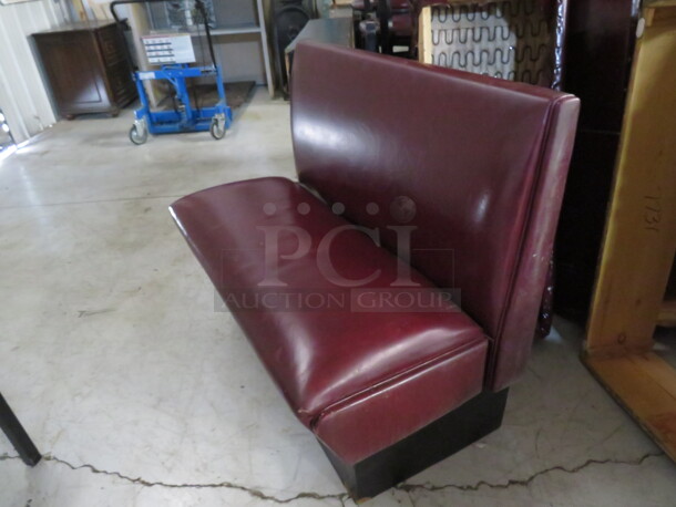One Single Sided Burgundy Cushioned Booth. 44X24X36 - Image 2 of 2