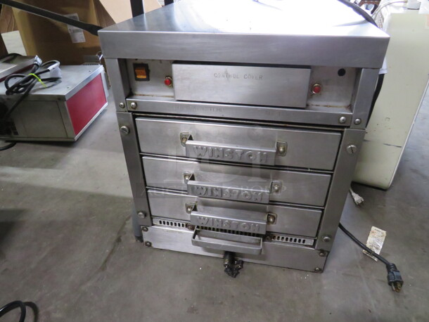One Working Stainless Steel Winston 3 Drawer Warmer. Model# HB30D3GE. 120 Volt.  - Image 1 of 3
