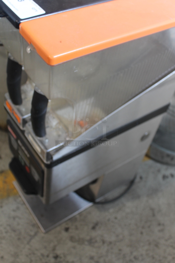 2014 Bunn MHG Commercial Stainless Steel Electric Countertop 2 Hopper Coffee Grinder and Storage System With Black and Orange Tops. 120V, 1 Phase. Tested and Working! - Image 5 of 7