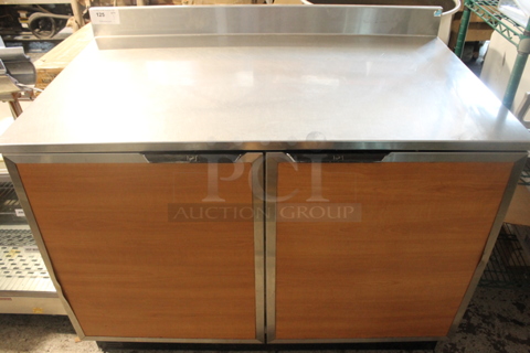 Duke Stainless Steel Commercial 2 Door Work Top Cooler. 120 Volts, 1 Phase. Tested and Powers On But Does Not Get Cold