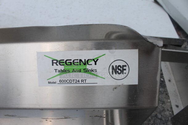 BRAND NEW SCRATCH AND DENT! Regency 600CDT24RT Commercial Stainless Steel Clean Dish Table With Right Drainboard With Galvanized Legs - Image 5 of 5