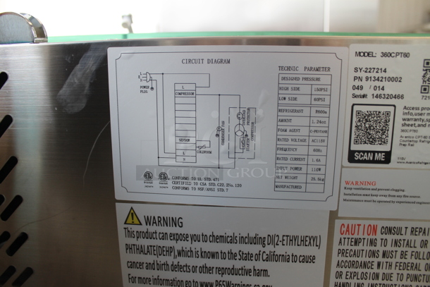 BRAND NEW SCRATCH AND DENT! Avantco 360CPT60 Stainless Steel Commercial Countertop Refrigerated Rail w/ Glass Sneeze Guard Pieces. 115 Volts, 1 Phase. Tested and Working! - Image 6 of 7