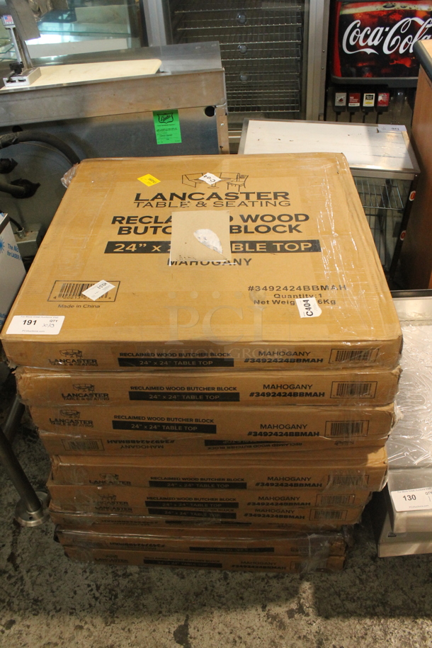 10 BRAND NEW SCRATCH AND DENT! Lancaster Table & Seating 3492424BBMAH Mahogany Reclaimed Wood Butcher Block Tabletops. 10 Times Your Bid! - Image 2 of 5