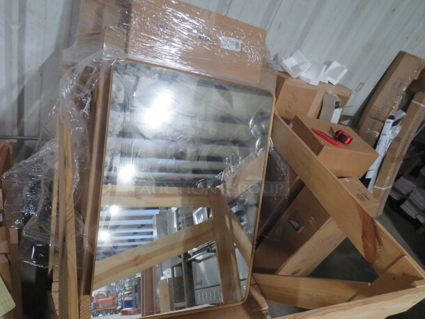 One NEW 30X42 Gold Trim Mirror. - Image 1 of 1