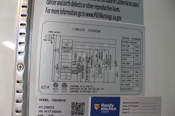 BRAND NEW SCRATCH AND DENT! 2023 Avantco 178A35FHC Stainless Steel Commercial Two Door Reach In Freezer w/ Poly Coated Racks. 115 Volts, 1 Phase. Tested and Working! - Image 5 of 10