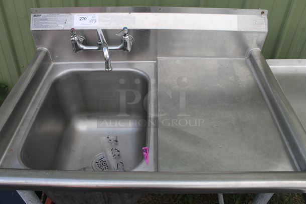 Eagle Stainless Steel Commercial Single Bay Sink w/ Right Side Drain Board, Faucet and Handles. - Image 2 of 3