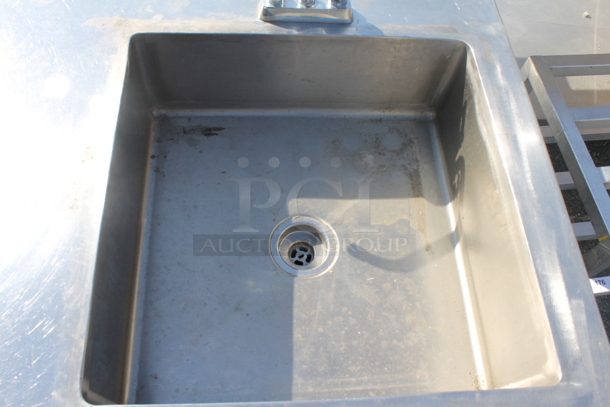 Commercial Stainless Steel One Bay Sink With Left Side Drain Board And Faucet on Galvanized Legs. - Image 4 of 4