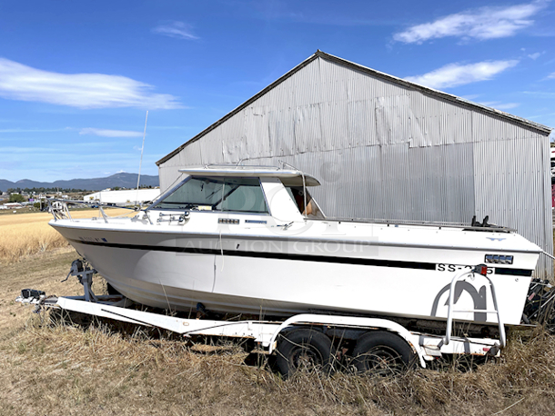 2-FOR-ONE!!! 1970 Tiara Yachts Slickcraft SS-235, Inboard/Outboard Day Cruiser, Hard Top With 2 Outboard Mercruiser Engines & 2004 Boat Trailer. 22-1/2 feet long and 96 Inches Wide. Approximate Weight: 3250lbs With an Empty Fuel Tank - Image 1 of 9