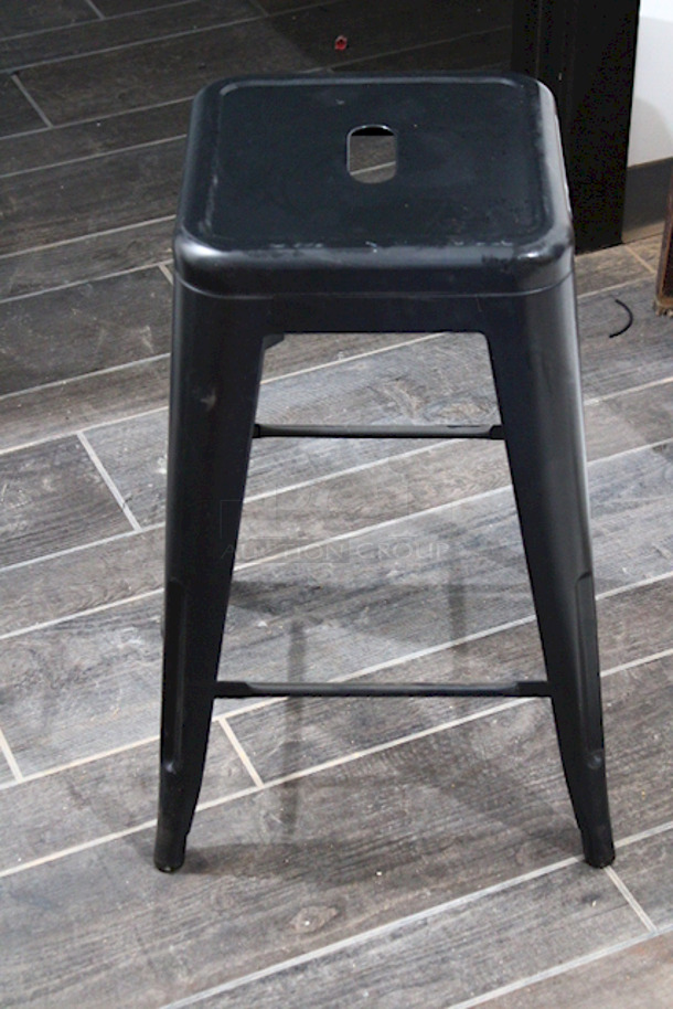 FABULOUS! FDW Metal TDS-424-Black Bar Stools , Counter Height, Stackable, Indoor Outdoor 16-1/2x16-1/2x30. 6x Your Bid - Image 3 of 6