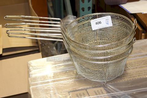 ALL FOR ONE! 4 Round Fry Baskets 4" wide x 11-1/2in long