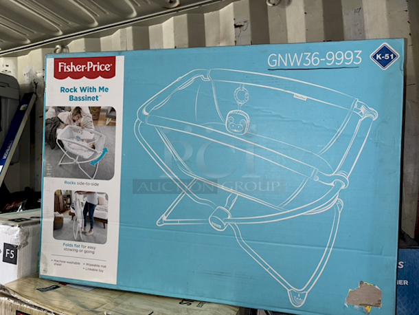 AMAZING! Fisher-Price GNW36-9993 Rock with Me Bassinet. Color: Ocean Sands 33.07 x 22.44 x 24.40 Inches - Image 2 of 9