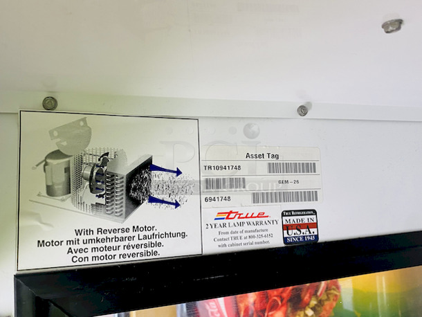 BEAUTIFUL! True GEM 26 Beverage Merchandiser. Works Perfect. 

Dimensions & Utilities
Shelves: 2511⁄16 in. L x 231⁄4 in. D
Overall: 30 in. W x 301⁄2 in. D x 785⁄8 in. H
5.4 A, 1⁄3 HP
115 V/60 Hz/1 ph, 9-ft. cord with a NEMA 5-15P plug - Image 4 of 9