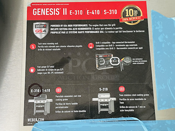 Weber Genesis II E-310 3 Burner Liquid Propane Grill, Black. iGrill 3 compatible - App Connected Thermometer (not Included), Porcelain-Enameled Cast-Iron Cooking Grates, 669 Square Inch Cooking Area - Image 10 of 12