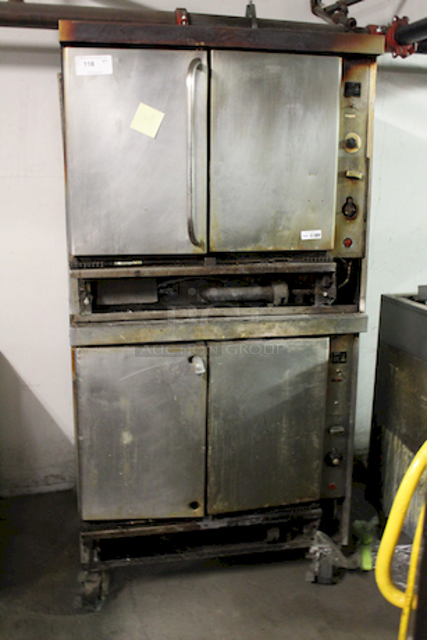 WORKING! Double Stack Convection Oven, Natural Gas, On Commercial Casters. 39x44x68