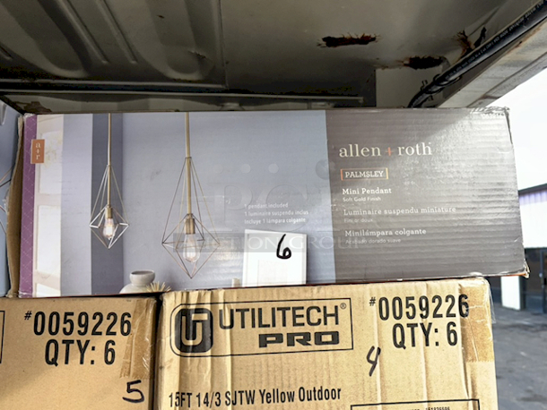 NEW & WAITING FOR YOU! allen + roth Palmsley 4-Light Soft Gold Modern/Contemporary Geometric Hanging Pendant Light . 2x Your Bid Fixture dimensions: 18-in W x 18-in D x 25-in H - Image 2 of 3