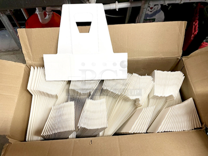 Carton Of Paper Drink Carriers, White. 