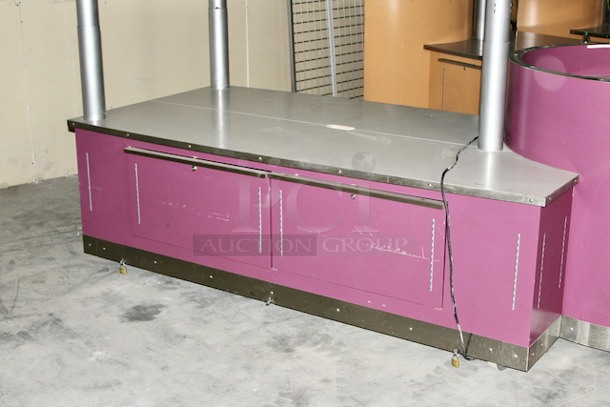 VERY NICE! Kiosk With Point of Sales Station, Locking Drawers, Track Lighting. On Commercial Casters. 150x95-1/2x132. 115v - Image 4 of 6