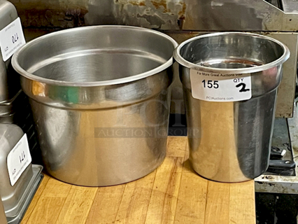 SWEET! 2 Bain Marie/Vegetable Inset Pots, 11 & 7-1/4qt. 2x Your Bid