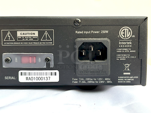 PERFECT WORKING ORDER! OSD Audio SMP250 Mono 250 Watt Single Channel Mono High Current Class A/B Power Subwoofer Amplifier. 250 Watts Peak Power; Variable High-Cut Filter; Front-Mounted Power Meter; Dual Voltage 110 / 220V; Auto Power On/Off - Image 9 of 9