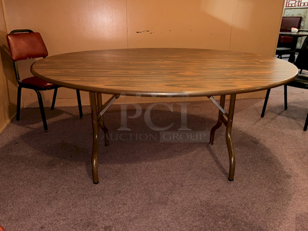 PARTY SIZE! 60” Round Table With Fold-Out Legs. 60”x30”