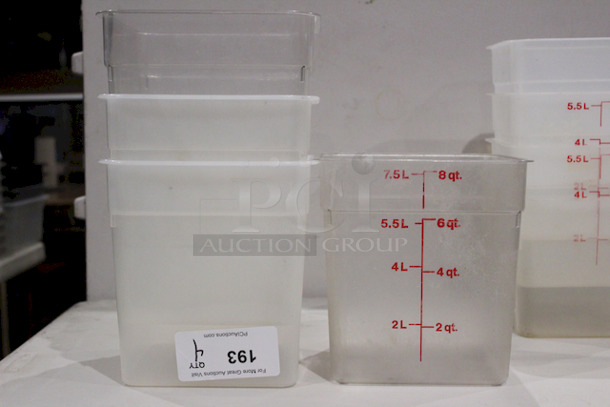 Cambro 8SFSPP 8qt Food Storage Container. 
4x Your Bid
 - Image 1 of 6