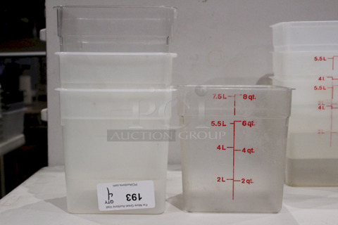 Cambro 8SFSPP 8qt Food Storage Container. 
4x Your Bid
