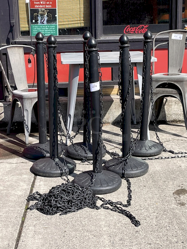 PERFECT! Lot of 6 Stanchions With A HUGE Amount of Plastic Chain. 6x Your Bid - Image 1 of 2