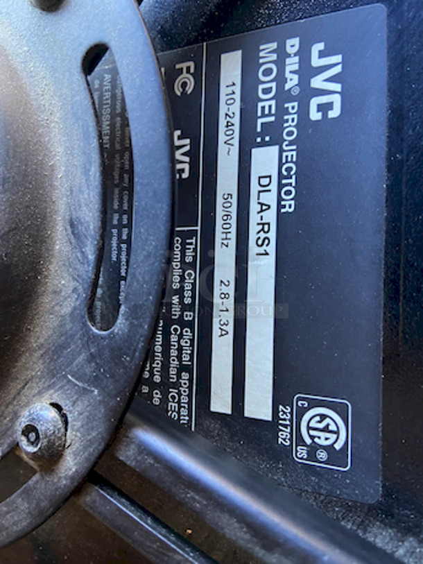 DO NOT PASS THIS BY!! JVC DLA-RS1 Reference Series 1080p 3-Chip D-ILA HD Projector HDMI.
110 V – 240 V AC, 50/60 Hz
18" x 17-9/16 x 7-1/4"  - Image 4 of 9