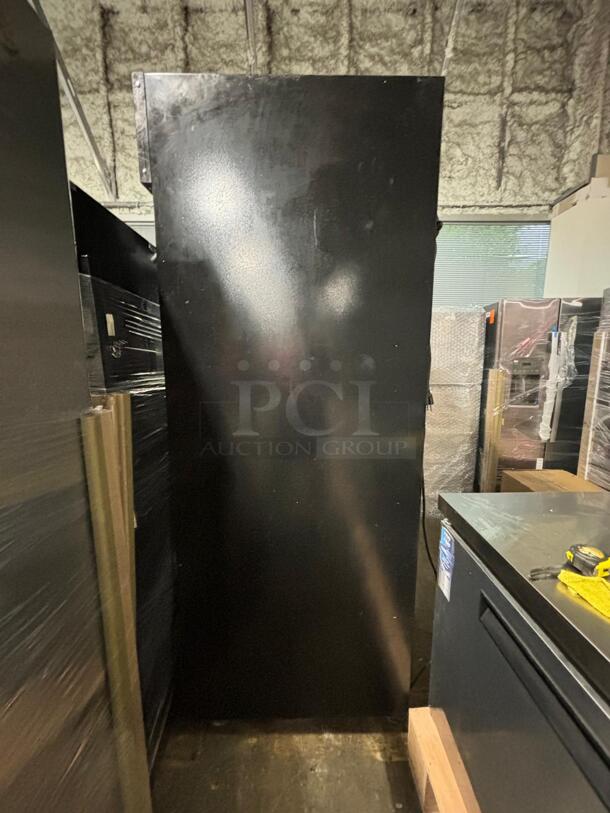 Dukers DSM-40SR Commercial Glass Sliding 2-Door Merchandiser Refrigerator in Black  - Image 3 of 6