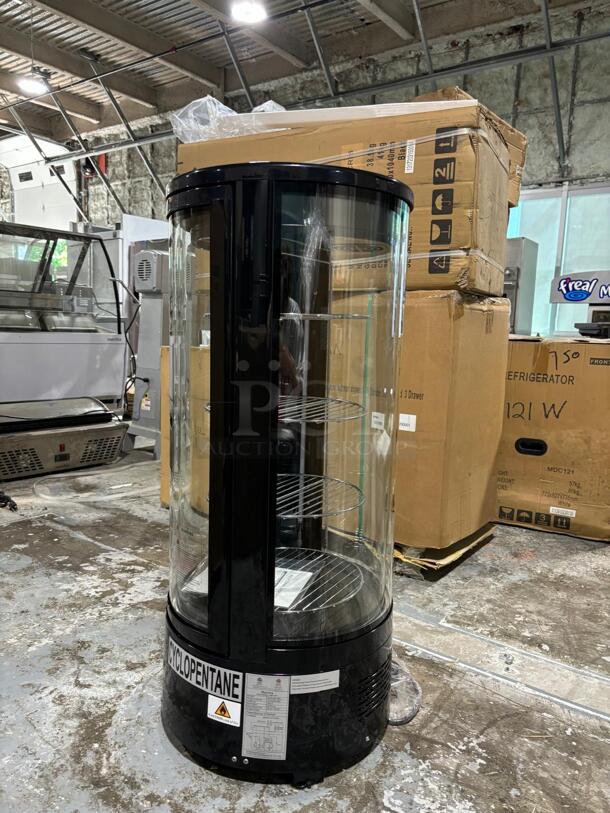 Brand New Marchia MDCR78 Black Countertop Rotating Refrigerated Bakery Display Case with LED Lighting
 - Image 2 of 3