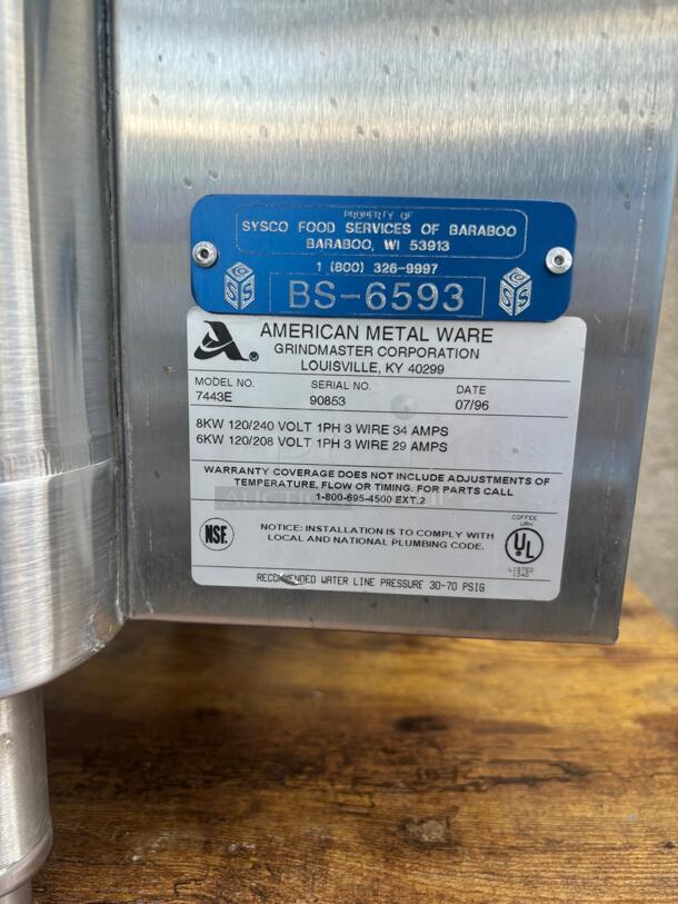 Grindmaster 7443E, Twin 3 Gallon Automatic Coffee Urn, Midline Heat Exchange
 - Image 4 of 4