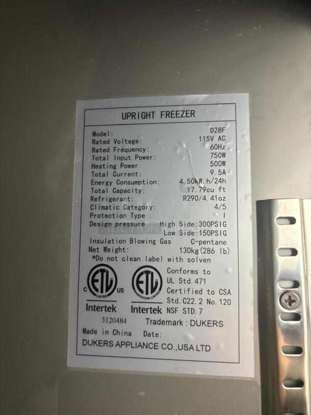 GREAT!!! Dukers Commercial Reach In Freezer!!
 - Image 5 of 5