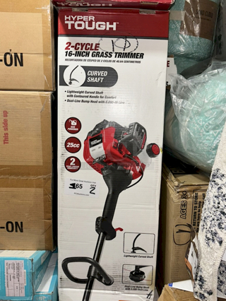 Hyper Tough 2-Cycle 16-Inch Grass Trimmer, Curved Shaft, Gas Powered, 25 CC. 2x your bid. 