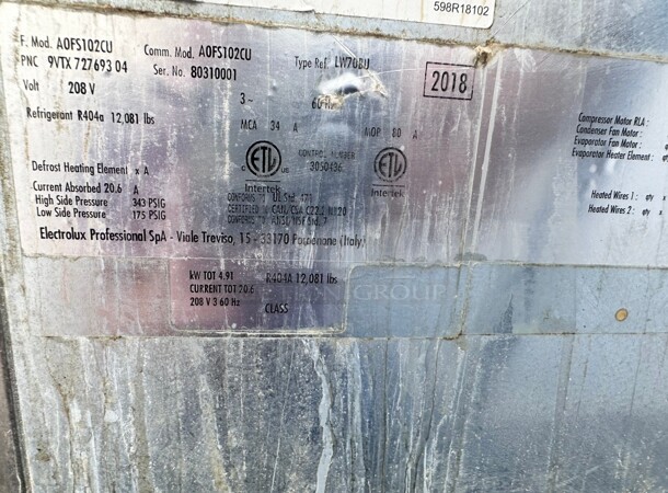 Electrolux Professional 727742 49 1/5" Floor Model Blast Chiller - (10) Pan Capacity, 208v/3ph Working - Image 9 of 11